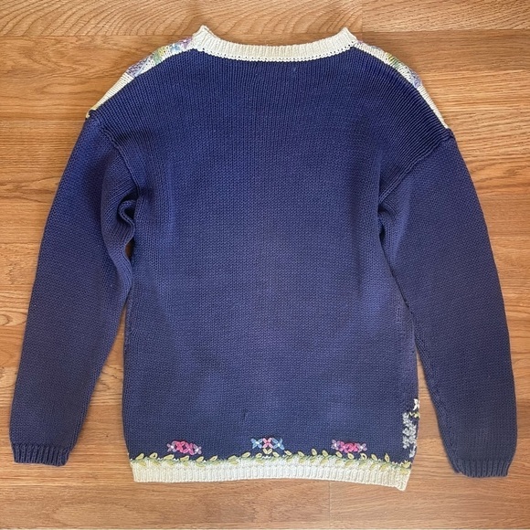 JENNIFER REED Vintage Cottagecore Floral 80s Hand knit Sweater Size Small - Picture 9 of 9